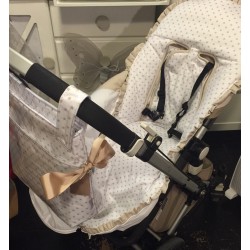 FUNDAS BUGABOO CON VOLANTE Pique blanco estrellas beige